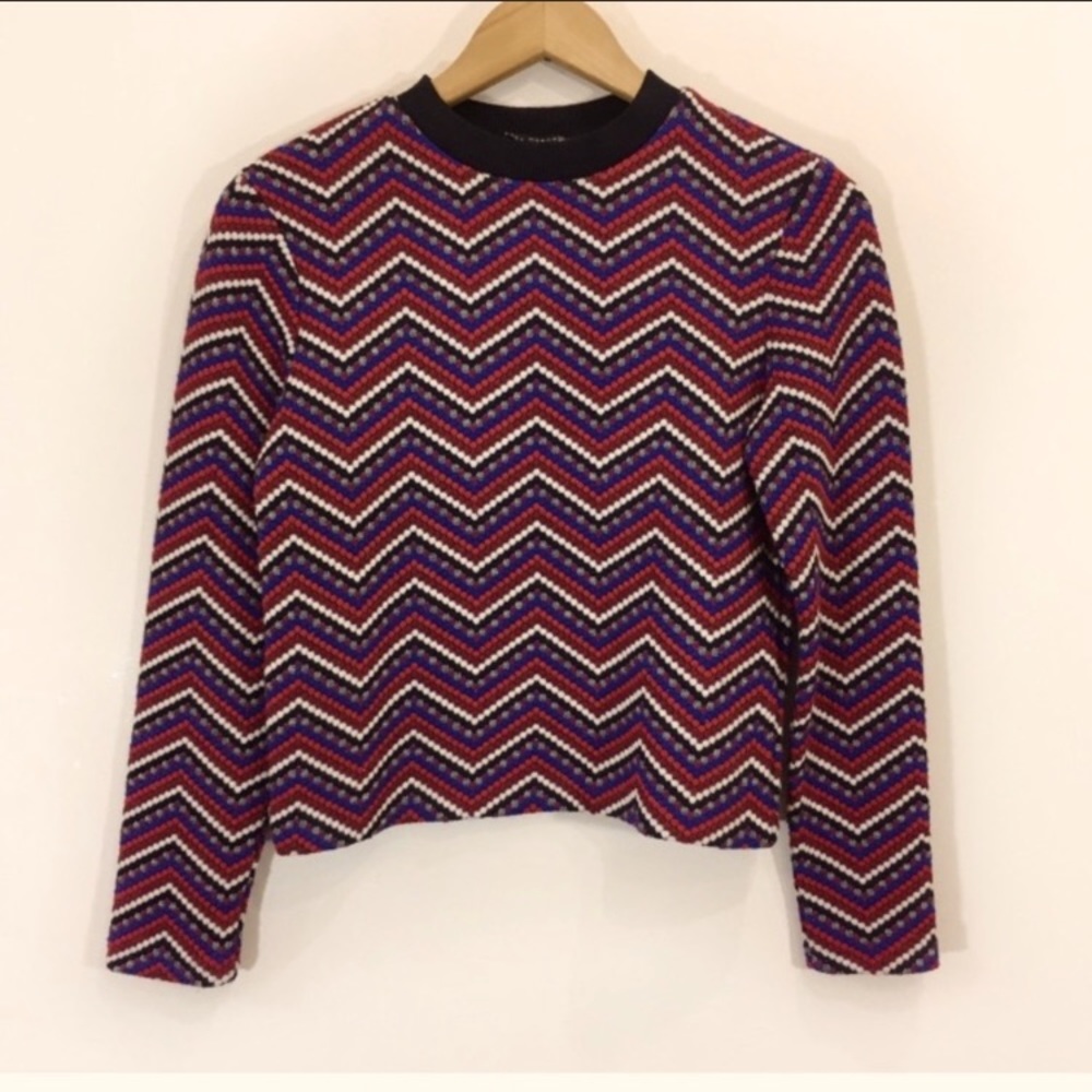 Zara Knit Crop Longsleeve Sweater Sz Small Red